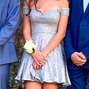 B Darlin Silver Homecoming dress